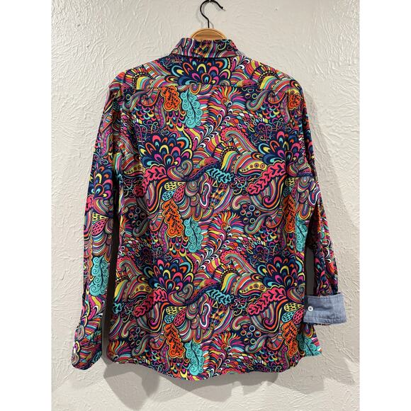 Cremieux Wild Vibrant Fun Patterned Button Down Shirt  Large - Picture 5 of 5